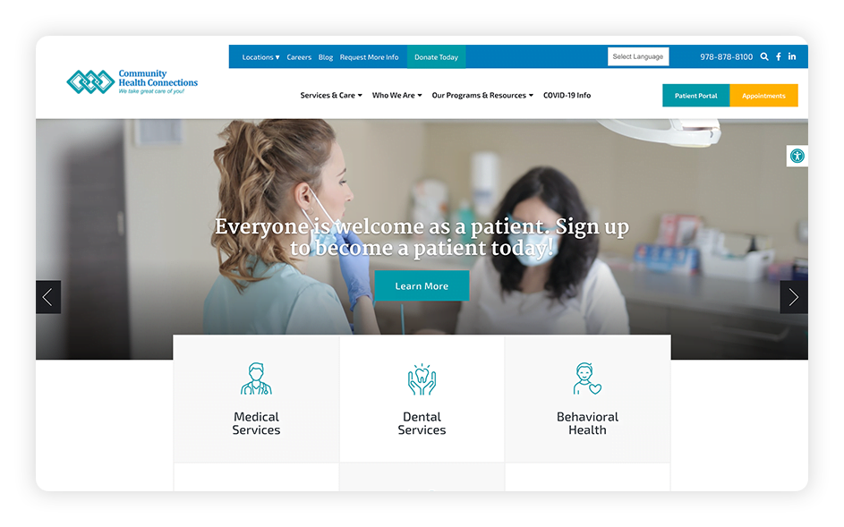 Medical practice website design and structure