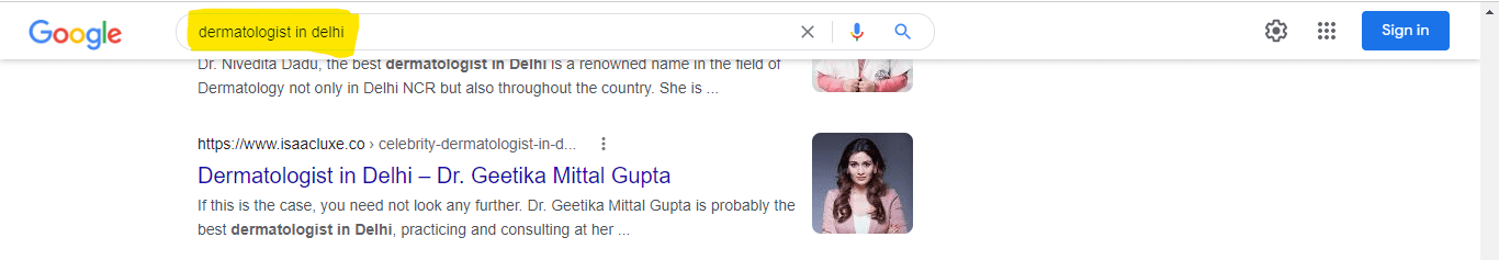 Doctor search appearance on google Doctor search appearance on google