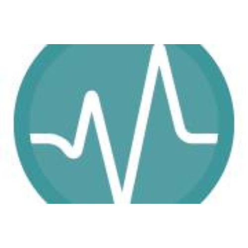 Teal circle with white ECG line graph