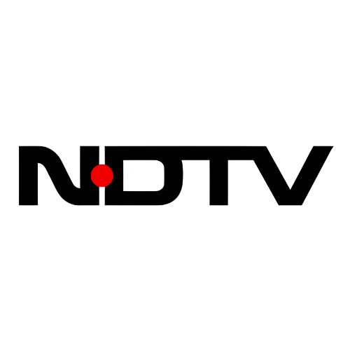 NDTV logo with black letters and a red dot