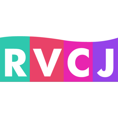 RVCJ colorful logo with white letters