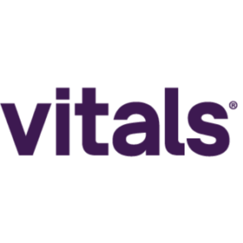 Vitals logo in purple text